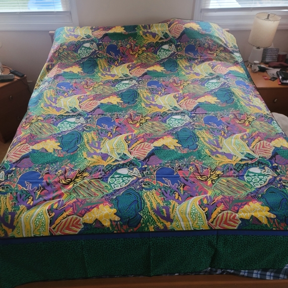 Vintage Jenny Kee Fish Doona Duvet Cover 87" x 68" - Picture 3 of 7